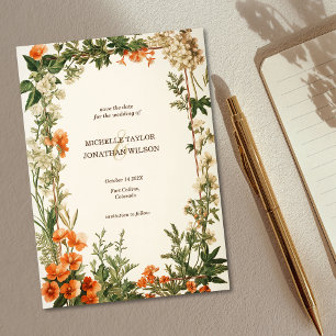 Vintage Retro Art Nouveau Botanical Save the Date Invitation