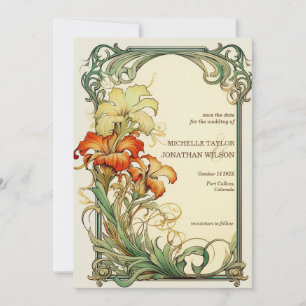 Vintage Retro Art Nouveau Botanical Save the Date Invitation