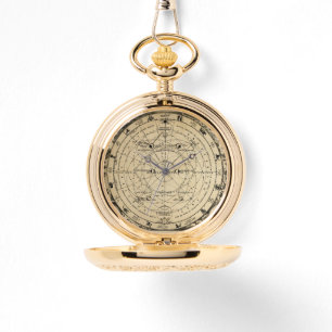 Vintage retro astrology map stars stylish watch