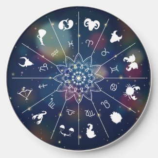 Vintage Retro Astrology Zodiac Symbol Wheel