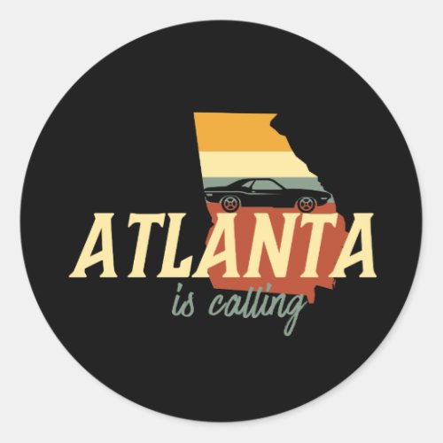 Vintage Retro Atlanta Georgia USA City Map Classic Round Sticker