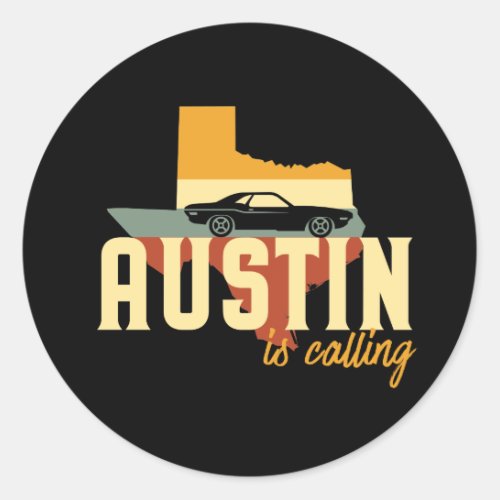 Vintage Retro Austin Texas TX USA City Map Classic Round Sticker