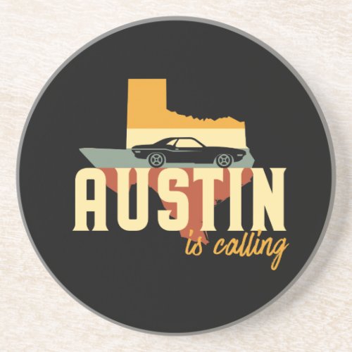 Vintage Retro Austin Texas TX USA City Map Coaster
