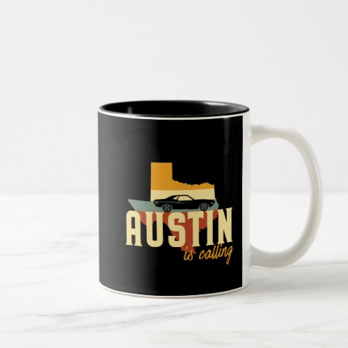 Vintage Retro Austin Texas TX USA City Map Two_Tone Coffee Mug