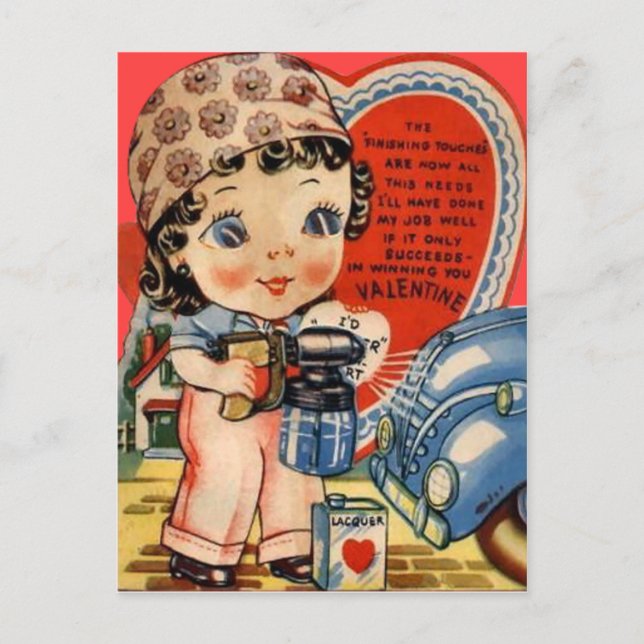 Vintage Retro Auto Mechanic Valentine Card (Front)