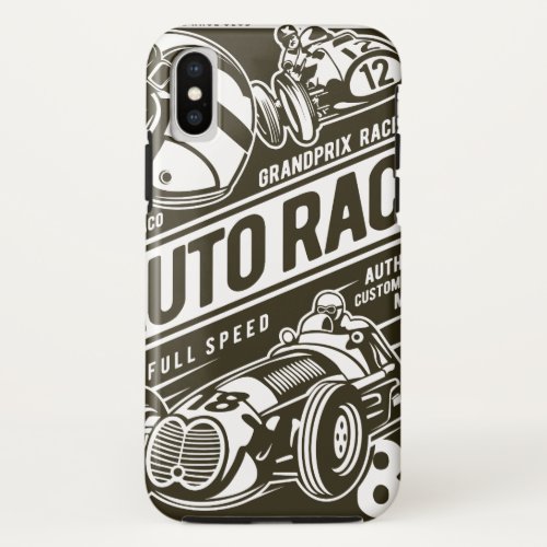 Vintage Retro Auto Race Poster iPhone X Case