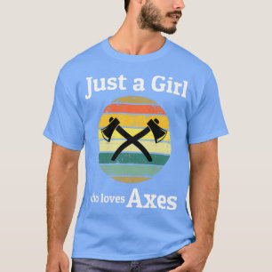 Vintage Retro Ax Throwing Girl Thrower Hatchet T-Shirt