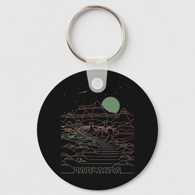 Vintage Retro Badlands National Park South Dakota  Keychain (Front)