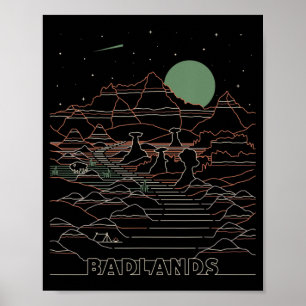 Vintage Retro Badlands National Park South Dakota  Poster