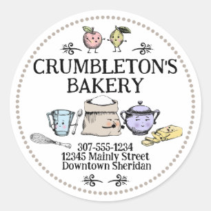 Vintage retro baking ingredients bakery classic round sticker