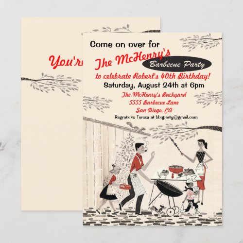 Vintage Retro Barbecue Party Invitation