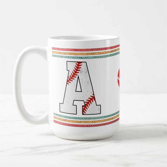 Vintage Retro Baseball Letter A Design Coffee Mug (Left)