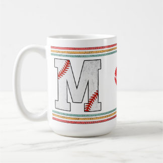 Vintage Retro Baseball Letter M Typography Coffee Mug