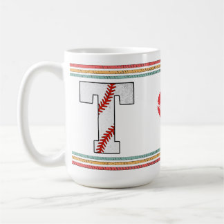 Vintage Retro Baseball Letter T Design Coffee Mug