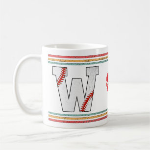 Vintage Retro Baseball Letter W Typography Coffee Mug