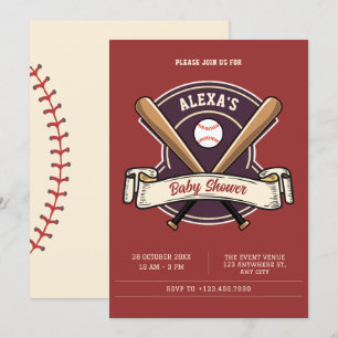 Vintage retro baseball sport baby shower invitation