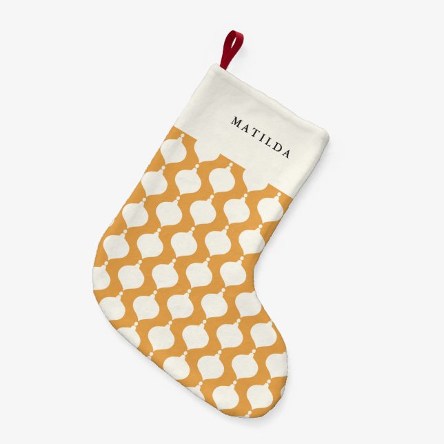 Vintage retro bauble personalised gift christmas small christmas stocking (Front (Hanging))