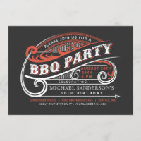 Vintage Retro BBQ Party Invitations