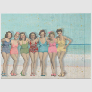 Vintage Retro Beach Ladies Having Fun in Swimsuits Tissue Paper