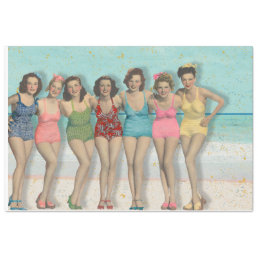 Vintage Retro Beach Ladies Having Fun in Swimsuits Tissue Paper