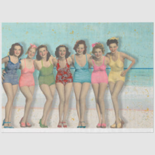Vintage Retro Beach Ladies Having Fun in Swimsuits Tissue Paper