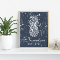 Vintage Retro Beach Pineapple Family Name
