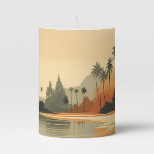 Vintage/retro beach/tropical pillar candle
