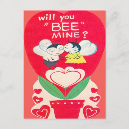 Vintage Retro Bee Couple Valentine Card