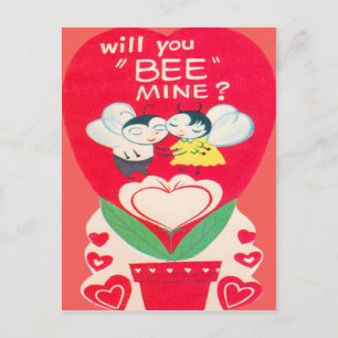 Vintage Retro Bee Couple Valentine's Card