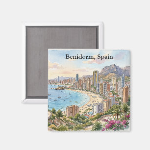 Vintage Retro Benidorm Spain Costa Blanca Vacation Magnet