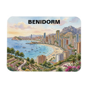 Vintage Retro Benidorm Spain Costa Blanca Vacation Magnet