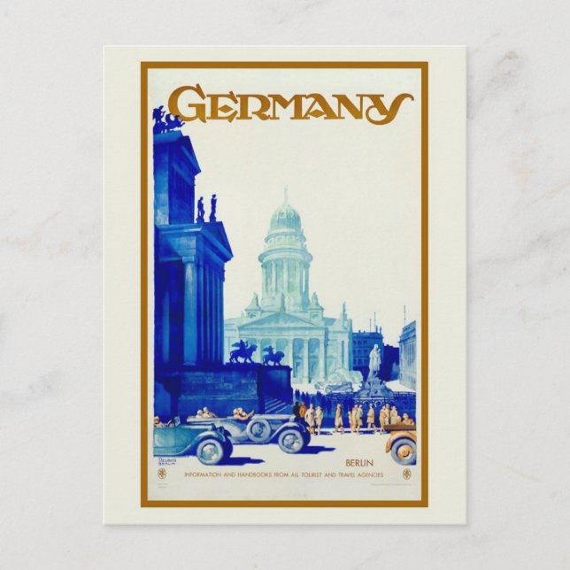 Vintage retro Berlin Germany travel ad Postcard (Front)