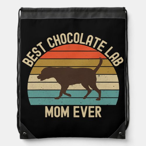 Vintage Retro Best Chocolate Lab Mom Ever Drawstring Bag