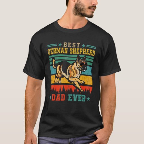 Vintage Retro Best German Shepherd Dad Ever Dog Ow T_Shirt