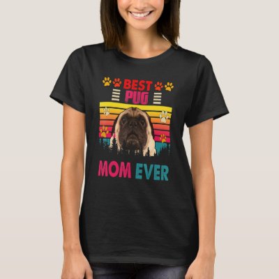 Vintage Retro Best Pug Mom Ever Cute Dog Headband T-Shirt