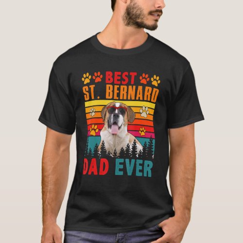 Vintage Retro Best St Bernard Dad Ever Cute Dog Su T_Shirt