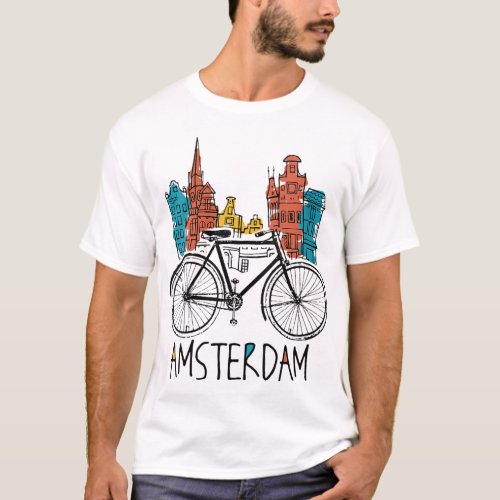Vintage Retro Bicycle Bike Netherlands Gift T_Shirt