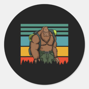 Vintage Retro Bigfoot Costume Hiking Matching Fami Classic Round Sticker