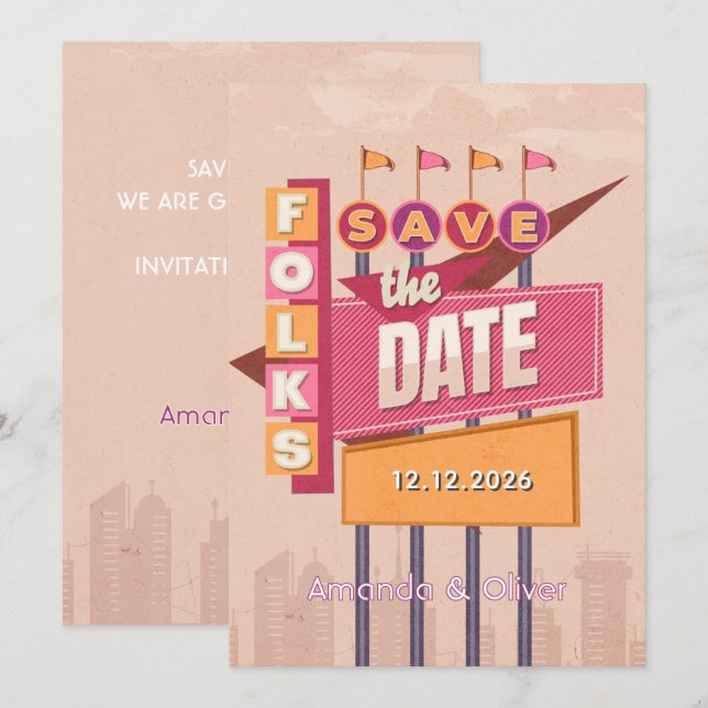 Vintage Retro Billboard Save The Date (Front/Back)