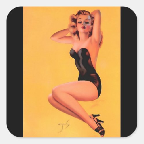 Vintage Retro Billy DeVorss Pinup Girl Square Sticker