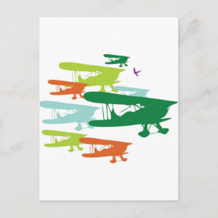 Vintage Retro BiPlane Lonely Sparrow Airplane Desi Postcard