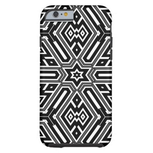 Vintage Retro Black  White Geometric Pattern Tough iPhone 6 Case