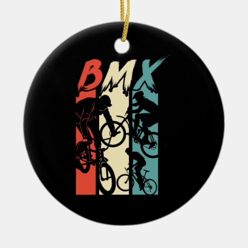 Vintage Retro BMX Bike Rider Freestyle Stunt Biker Ceramic Ornament
