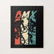 Vintage Retro BMX Bike Rider Freestyle Stunt Biker Jigsaw Puzzle
