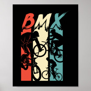 Vintage Retro BMX Bike Rider Freestyle Stunt Biker Poster