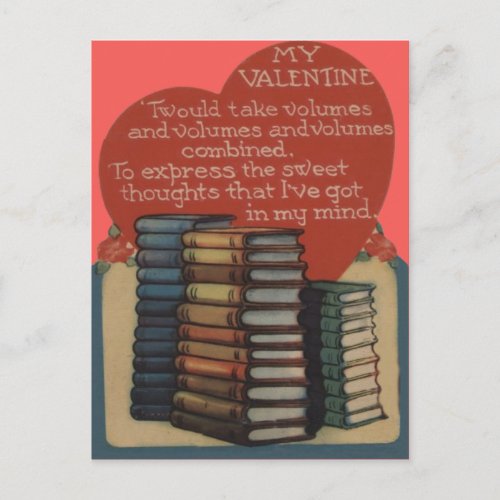 Vintage Retro Book Lovers Valentine Card