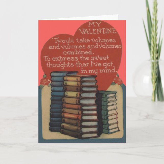 Vintage Retro Book Lovers Valentine Card (Front)