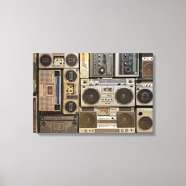 Vintage, retro boom boxes image on canvas print (Front)