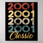 Vintage Retro Born In 2001 18th Birthday Gift Poster<br><div class="desc">Our Distressed Retro Classic Born In 2001 18th Birthday is the perfect artwork and design for people born in 2001,  also a great gift idea for a birthday or Christmas present for Men or Women.</div>