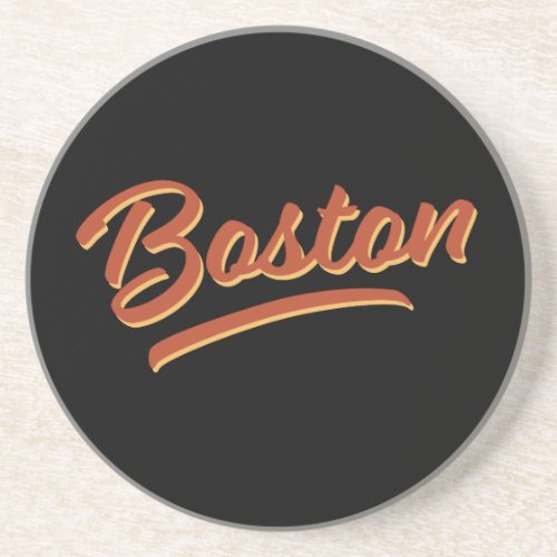 Vintage Retro Boston City Script Font 70s Vibe Coaster